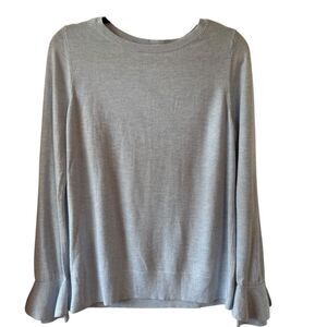 LOFT Women's Light Blue Knit Sweater with Bell Cuffs, Size Large